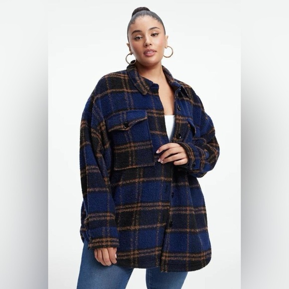 Good American Jackets & Blazers - NWT Good American women’s plaid oversized shacket size 5/6